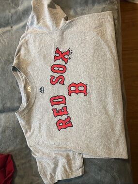 Majestic Gray Boston Red Sox Kids Tee with Red Team Logo